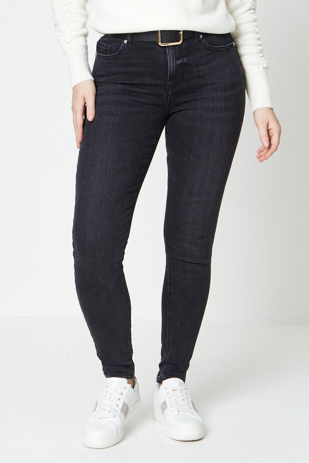 Women’s High Rise Skinny Jeans - washed black - 16